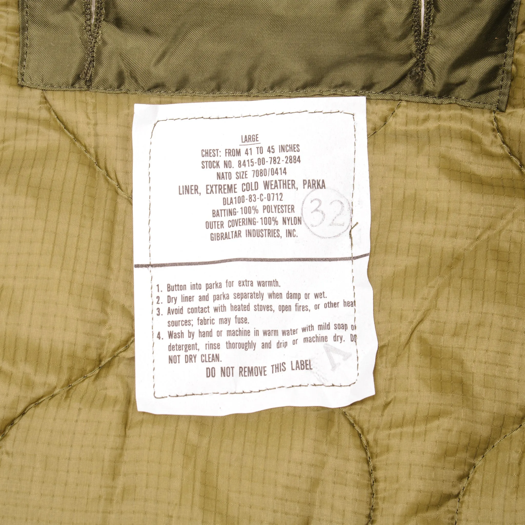 VINTAGE US ARMY FISHTAIL PARKA 1988 LARGE W LINER