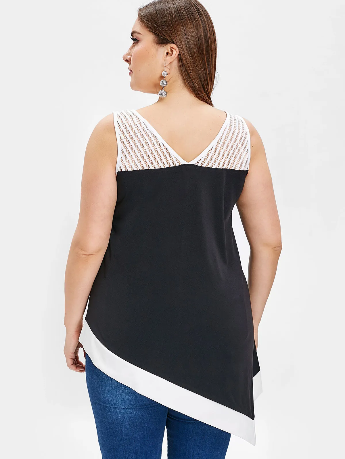 Women Plus Size 5XL Two Tone Asymmetric